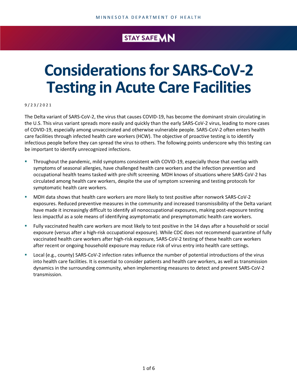 Point Prevalence Survey Testing in Acute Care Facilities (PDF)