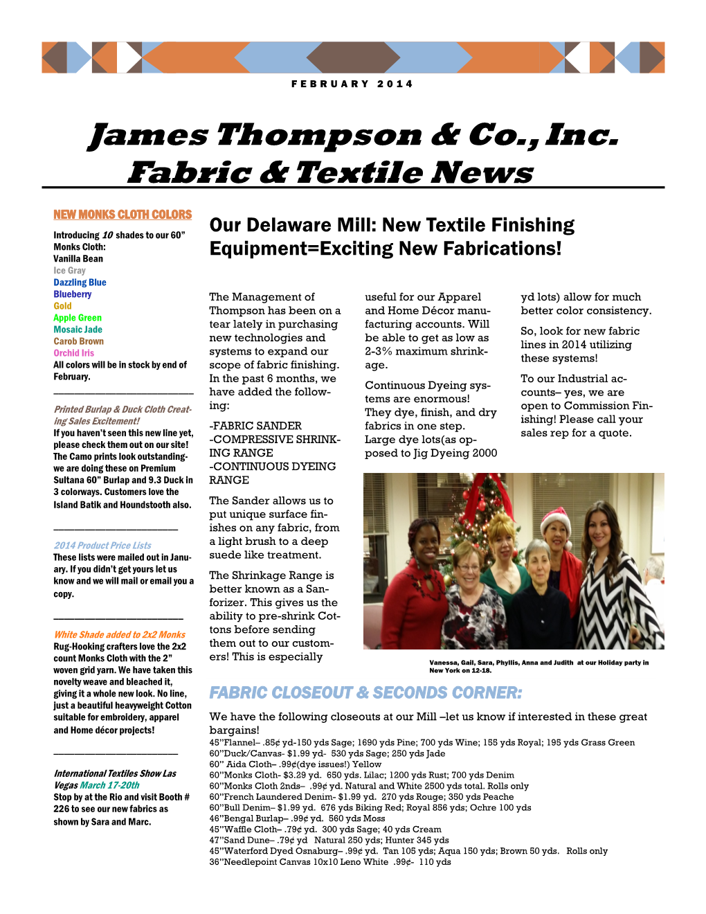 James Thompson & Co., Inc. Fabric & Textile News