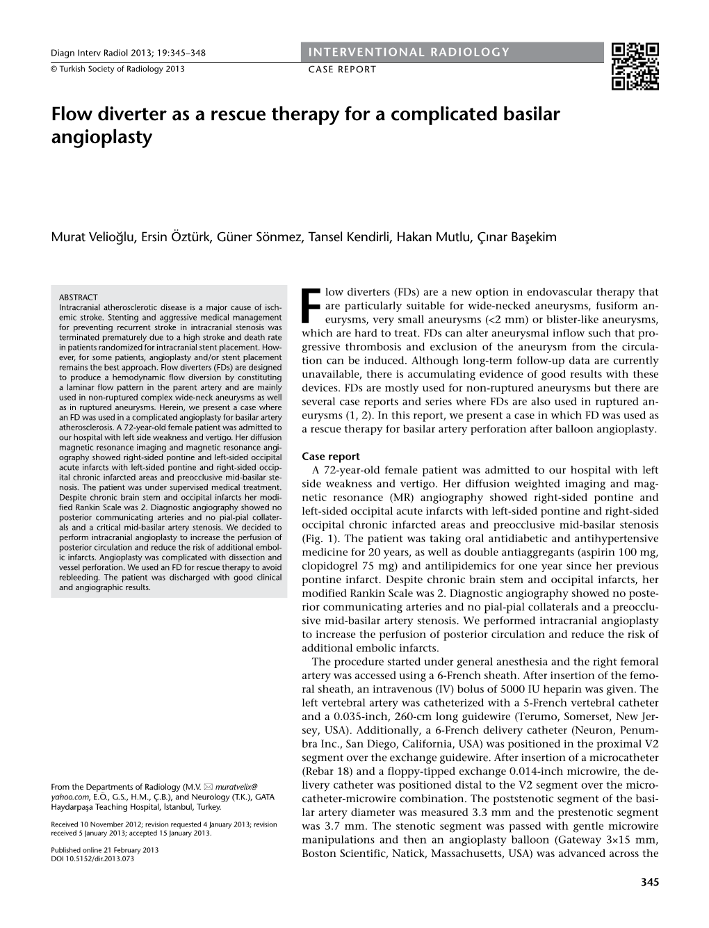 Flow Diverter As a Rescue Therapy for a Complicated Basilar Angioplasty