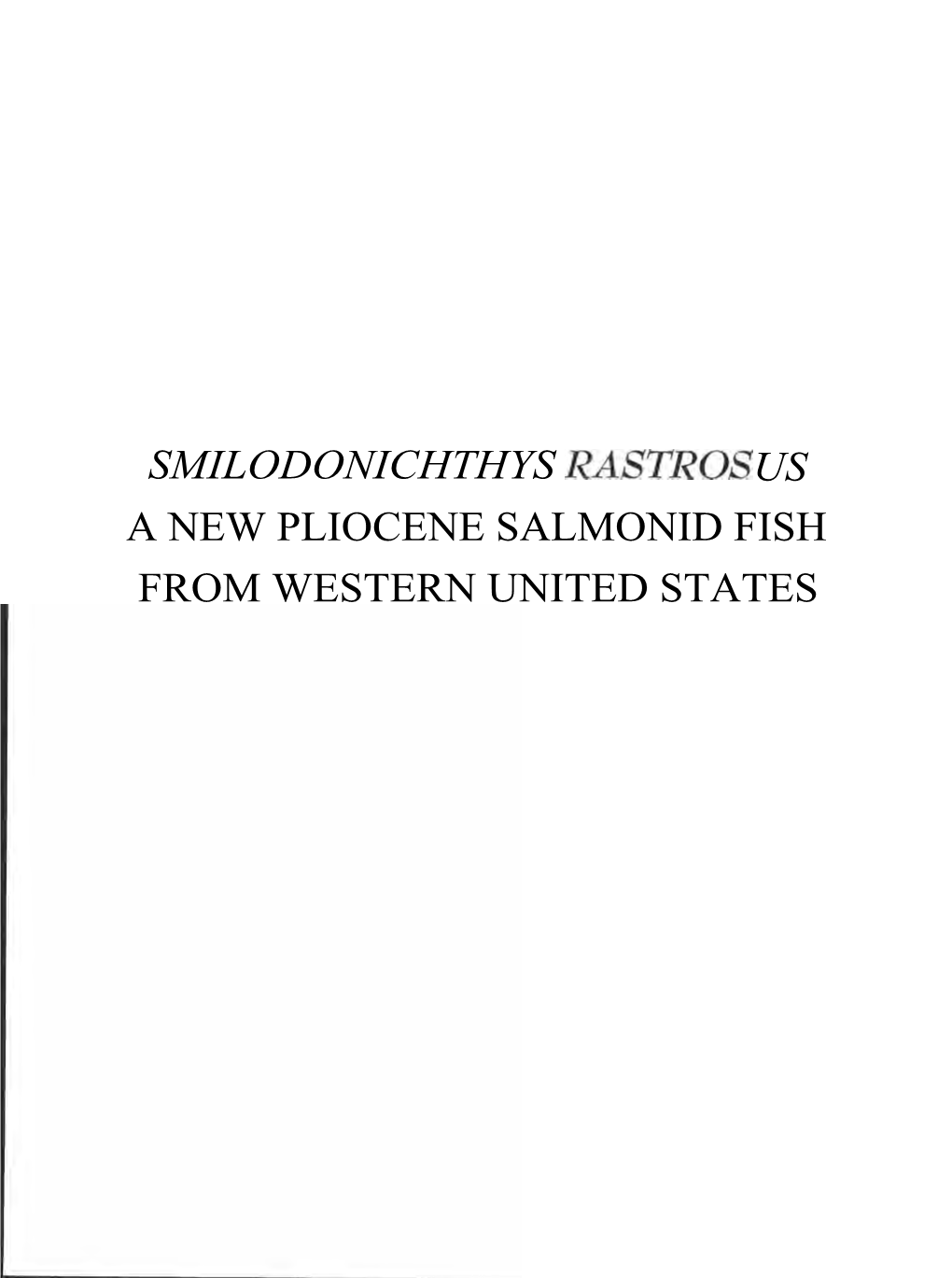 0S Us a New Pliocene Salmonid Fish from Western United