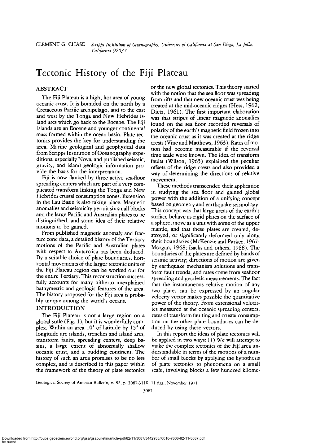 Tectonic History of the Fiji Plateau