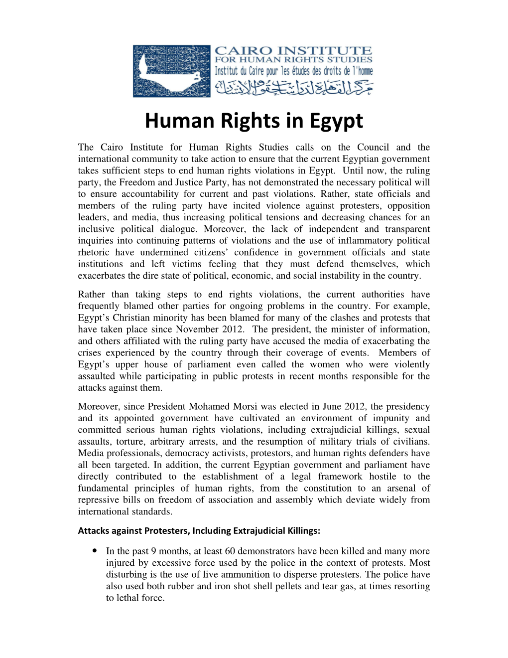 Human Rights in Egypt