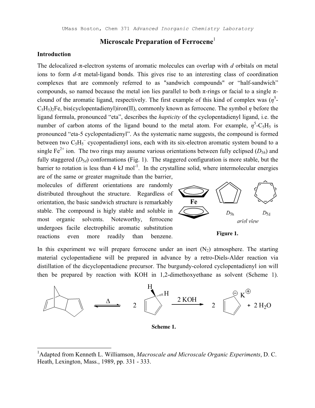 Microscale Preparation of Ferrocene