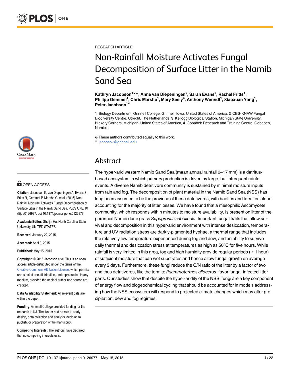 Non-Rainfall Moisture Activates Fungal Decomposition of Surface Litter in the Namib Sand Sea