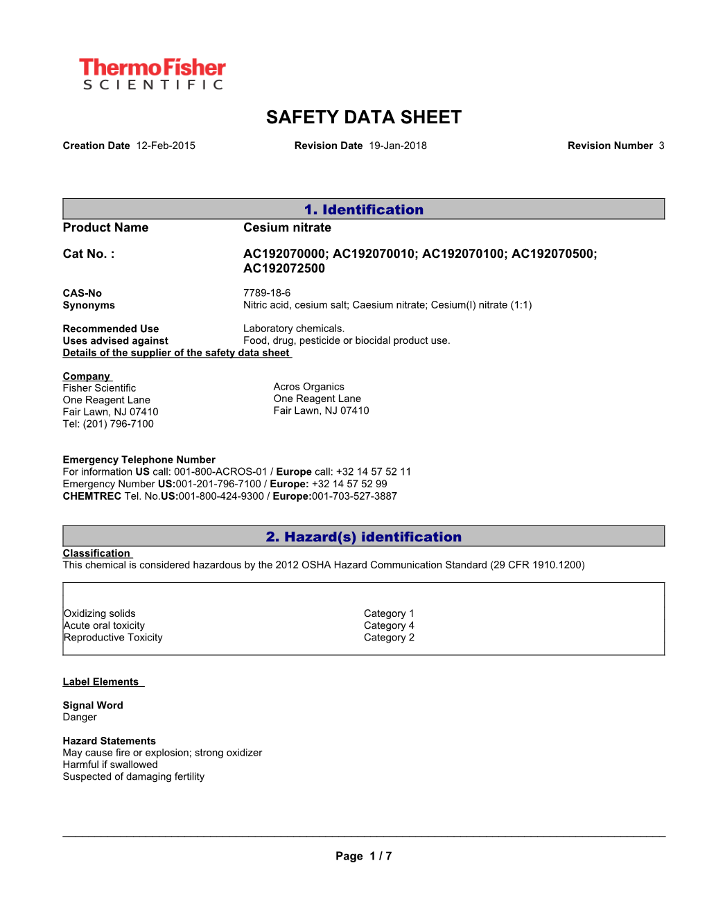 Safety Data Sheet