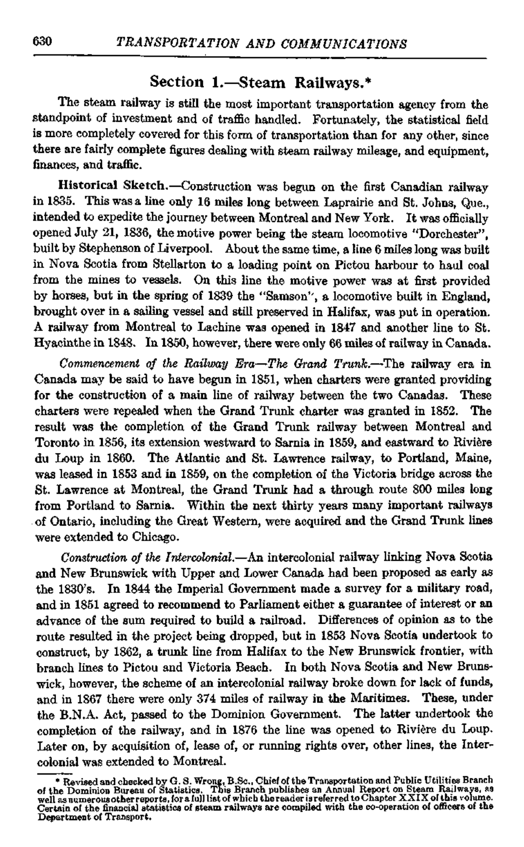 Section 1.—Steam Railways.* the Steam Railway Is Still the Most Important Transportation Agency from the Standpoint of Investment and of Traffic Handled