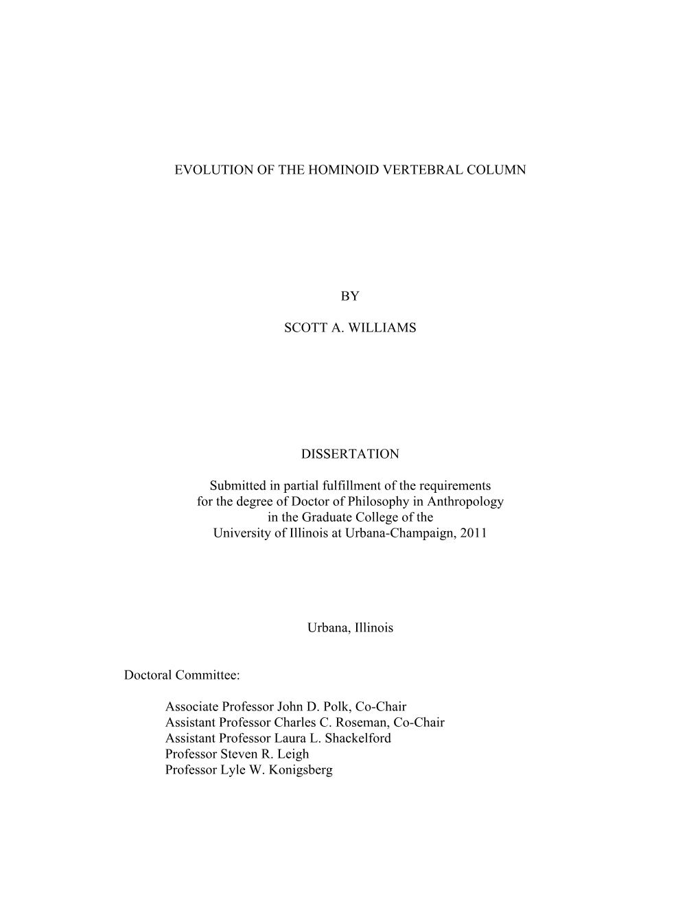 Evolution of the Hominoid Vertebral Column by Scott