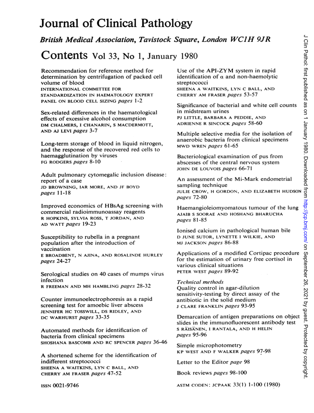 Journal of Clinical Pathology J Clin Pathol: First Published As on 1 January 1980