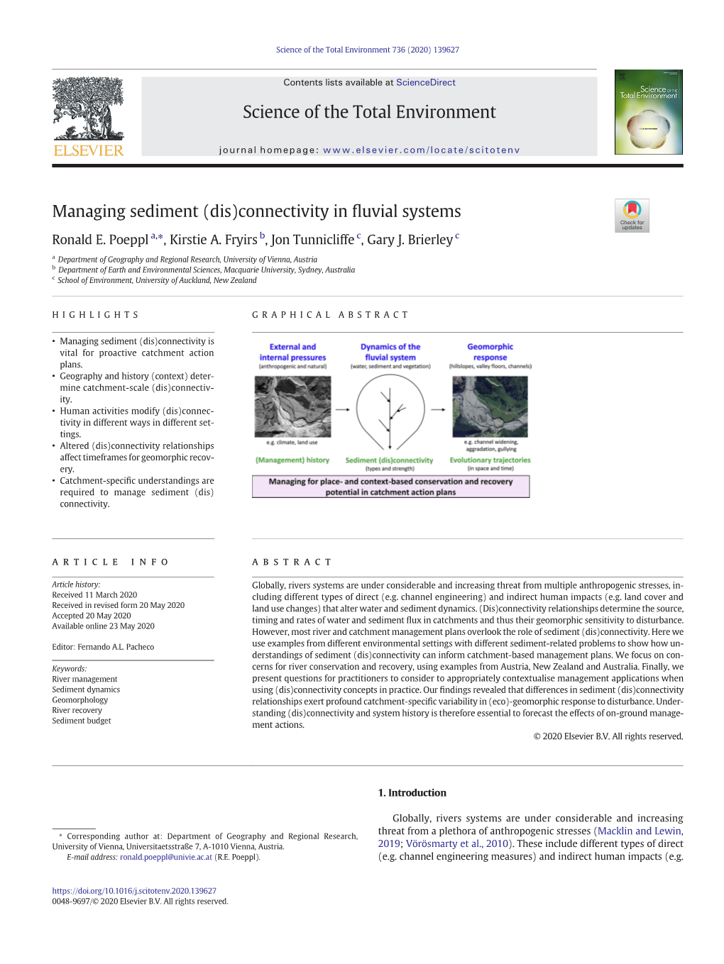 Managing Sediment (Dis)Connectivity in ﬂuvial Systems