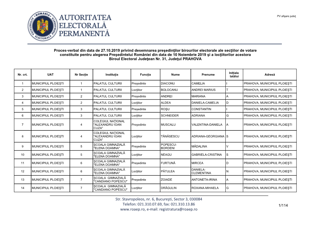 Judeţul Prahova – 27.10.2019