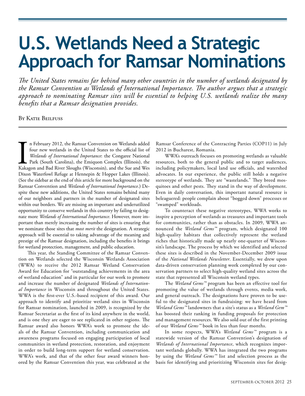 U.S. Wetlands Need a Strategic Approach for Ramsar Nominations