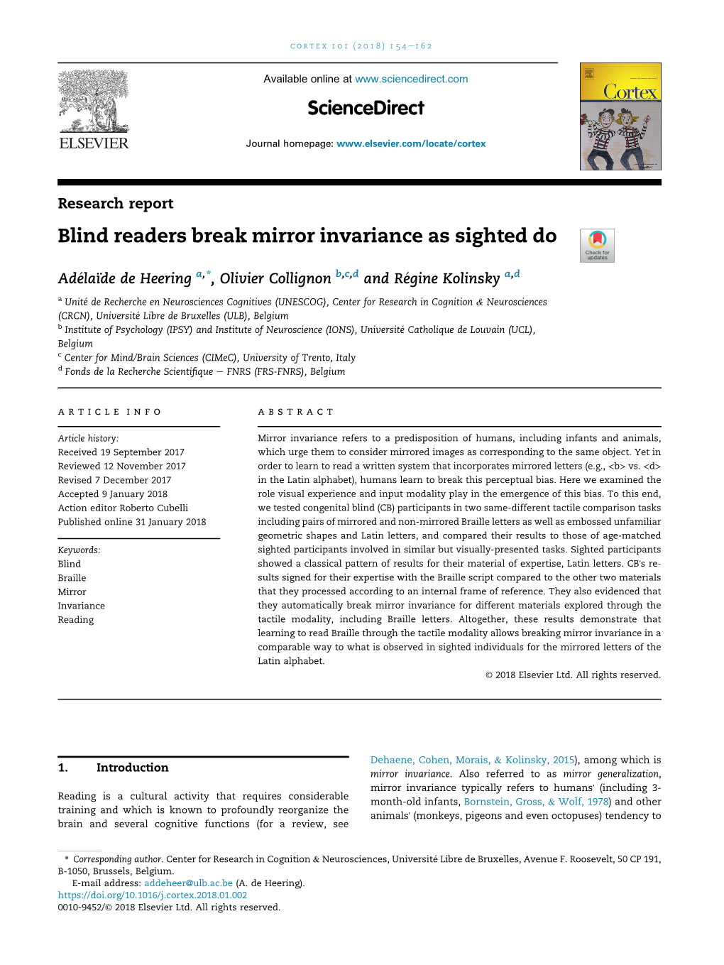 Blind Readers Break Mirror Invariance As Sighted Do