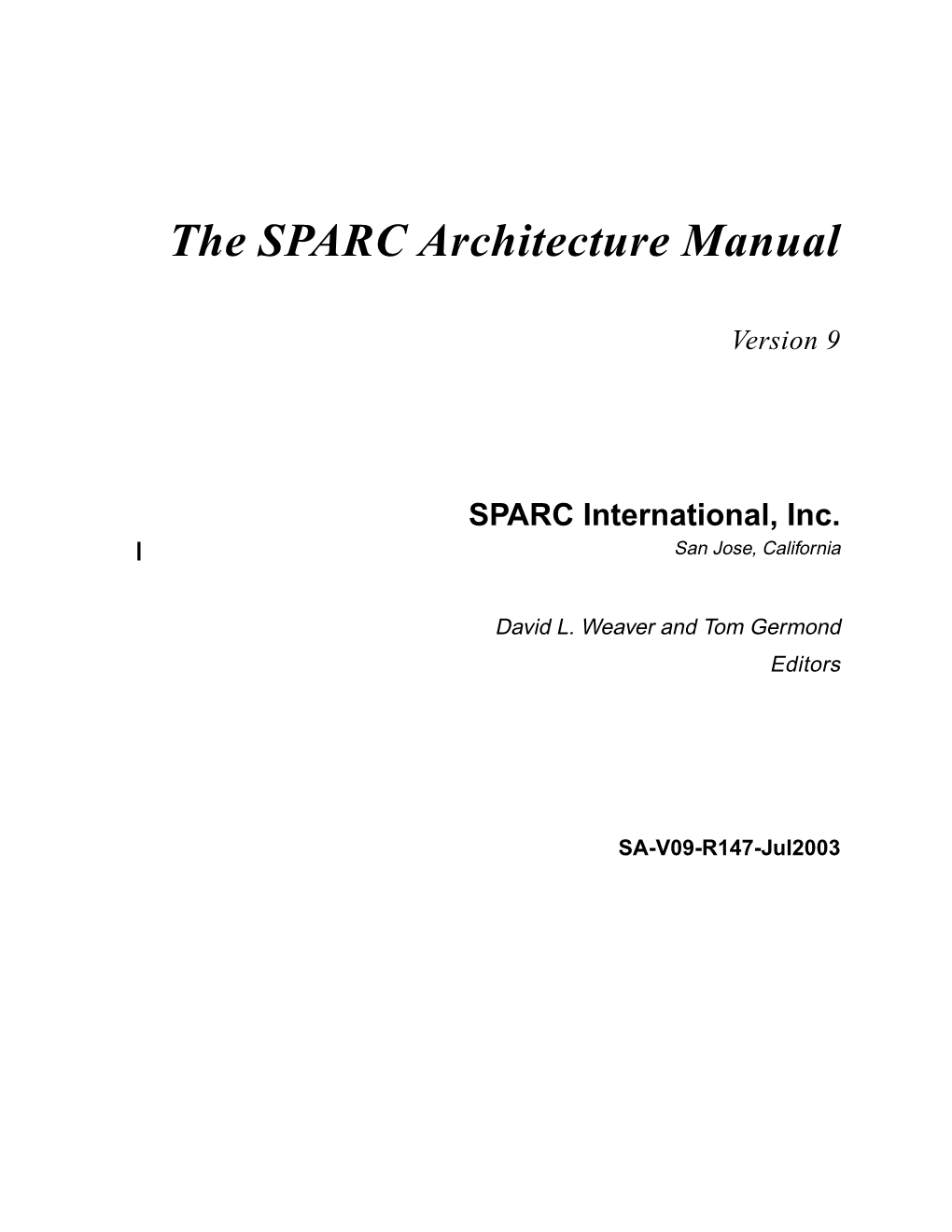 The SPARC Architecture Manual