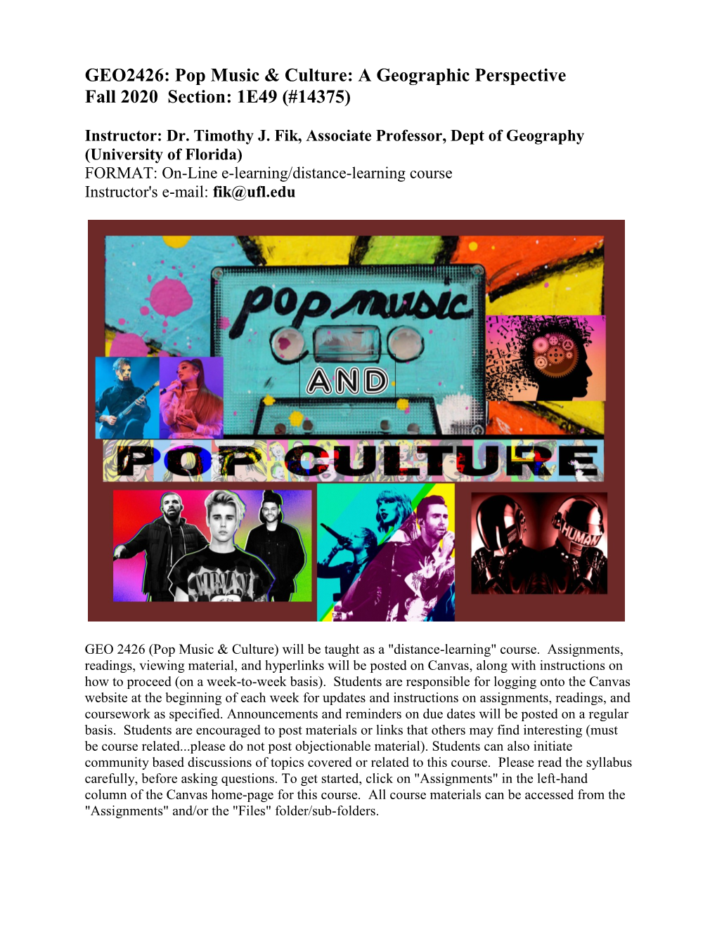 GEO2426: Pop Music & Culture: a Geographic Perspective Fall 2020