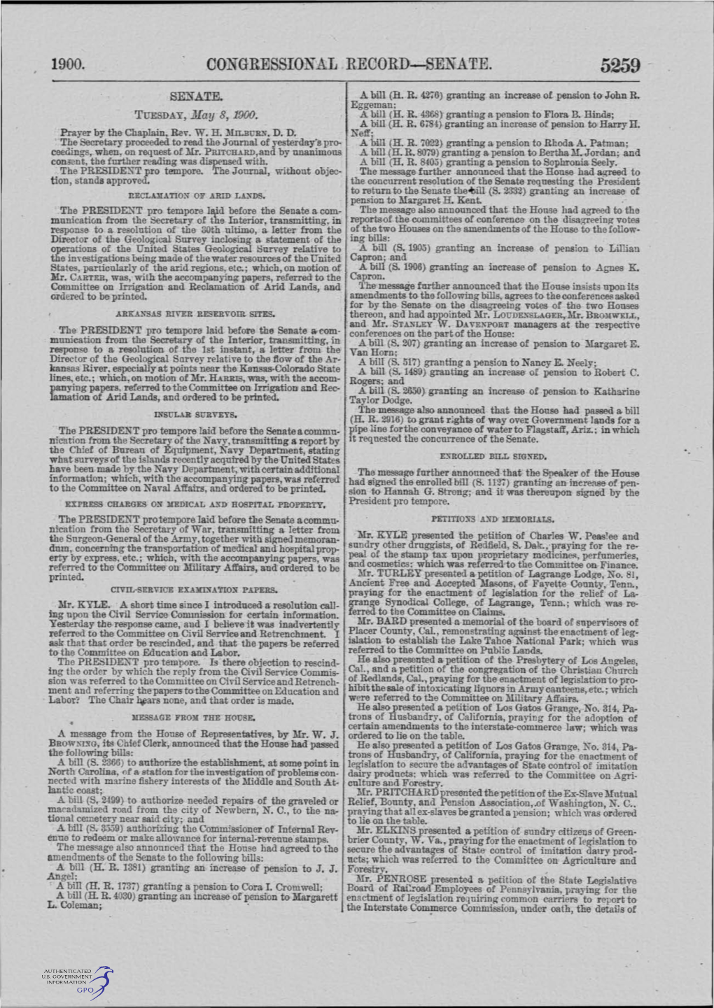 CONGRESSIONAL RECORD- SENA'r.E. 5259