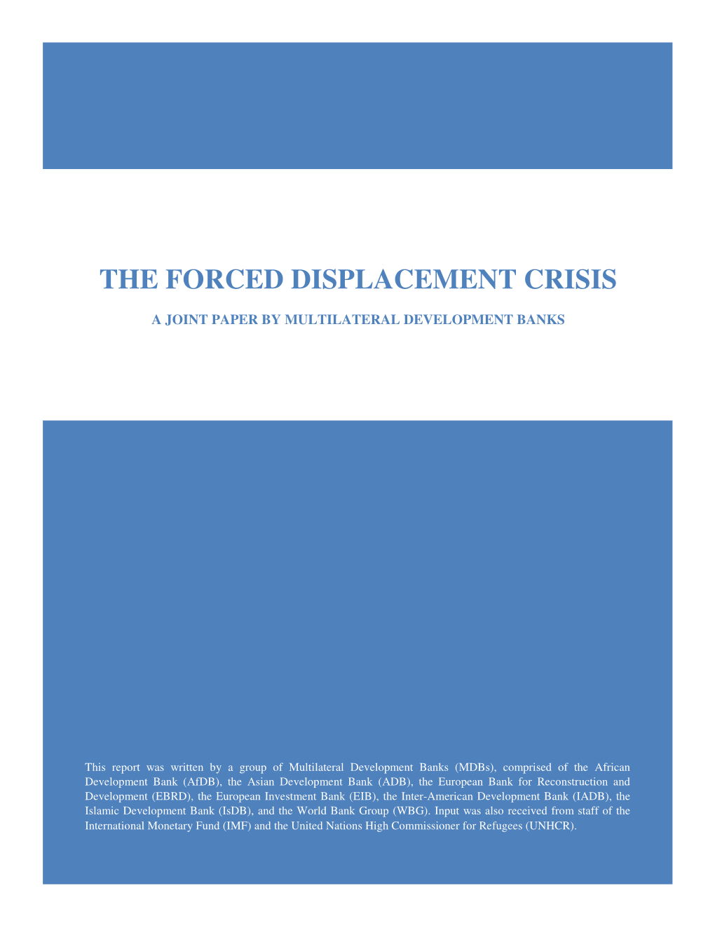 Joint Mdbs Paper on the Forced Displacement Crisis