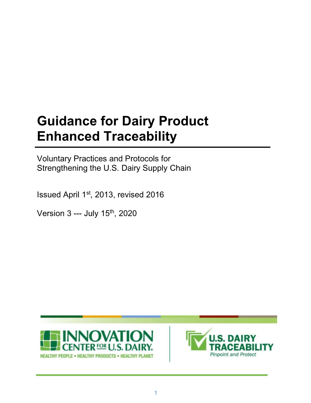 Guidance for Dairy Product Enhanced Traceability