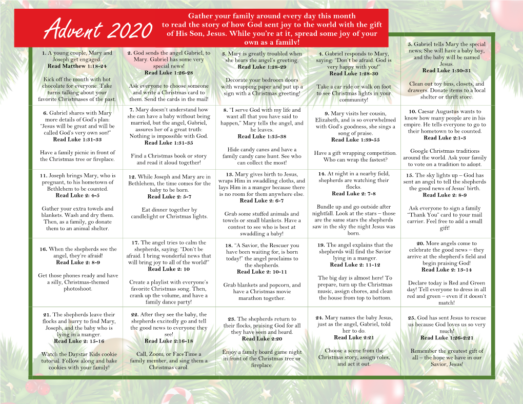 Advent 2020 Gather Your Family Around Every Day This