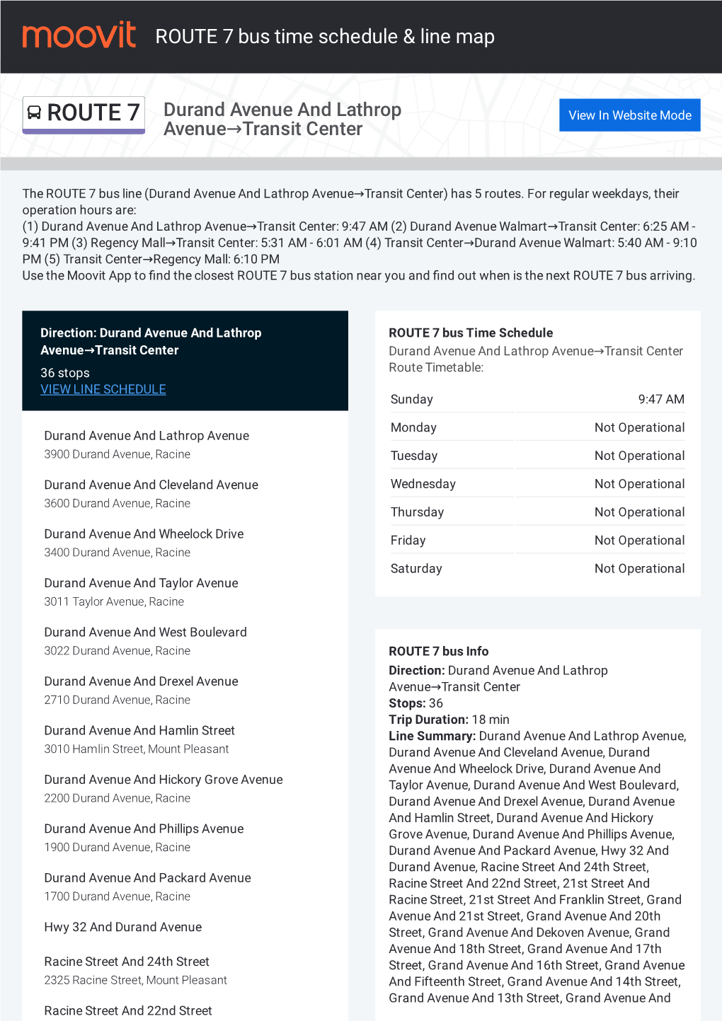 ROUTE 7 Bus Time Schedule & Line