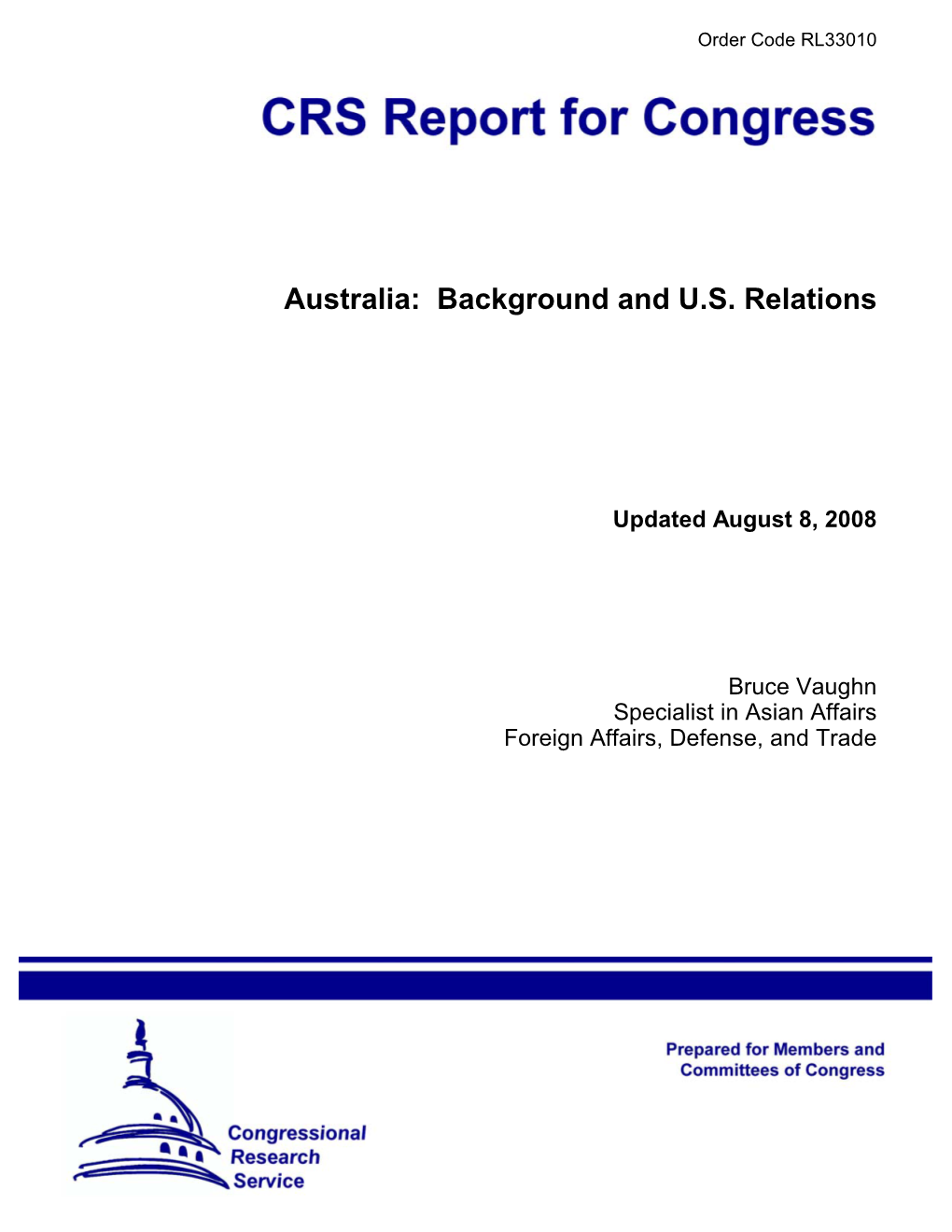 Australia: Background and U.S. Relations