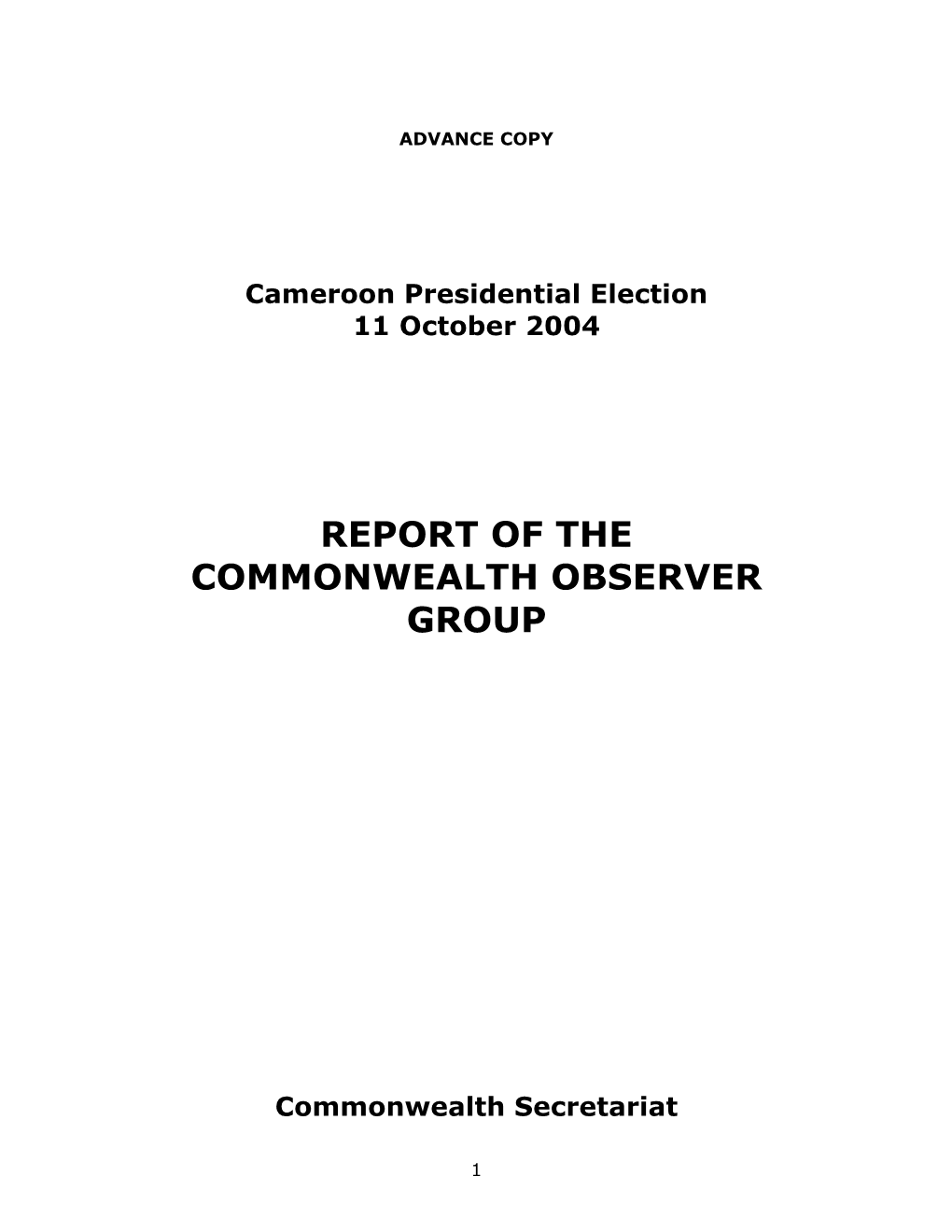 Report of the Commonwealth Observer Group