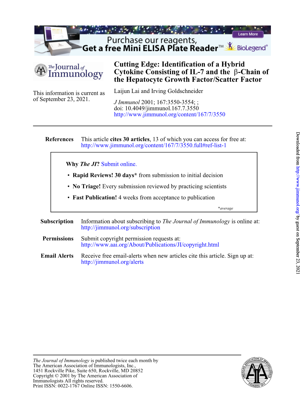 The Hepatocyte Growth Factor/Scatter Factor