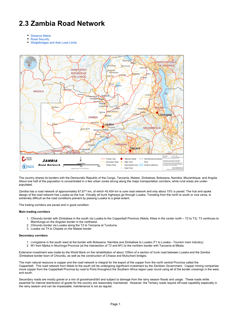 2.3 Zambia Road Network