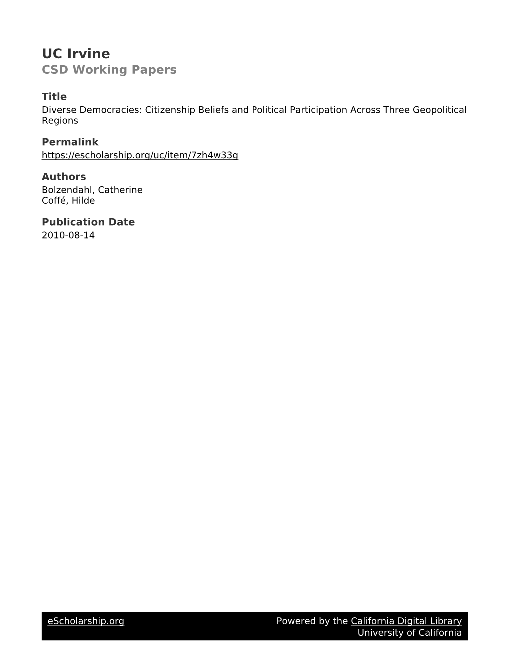 Citizenship Beliefs and Political Participation Across Three Geopolitical Regions