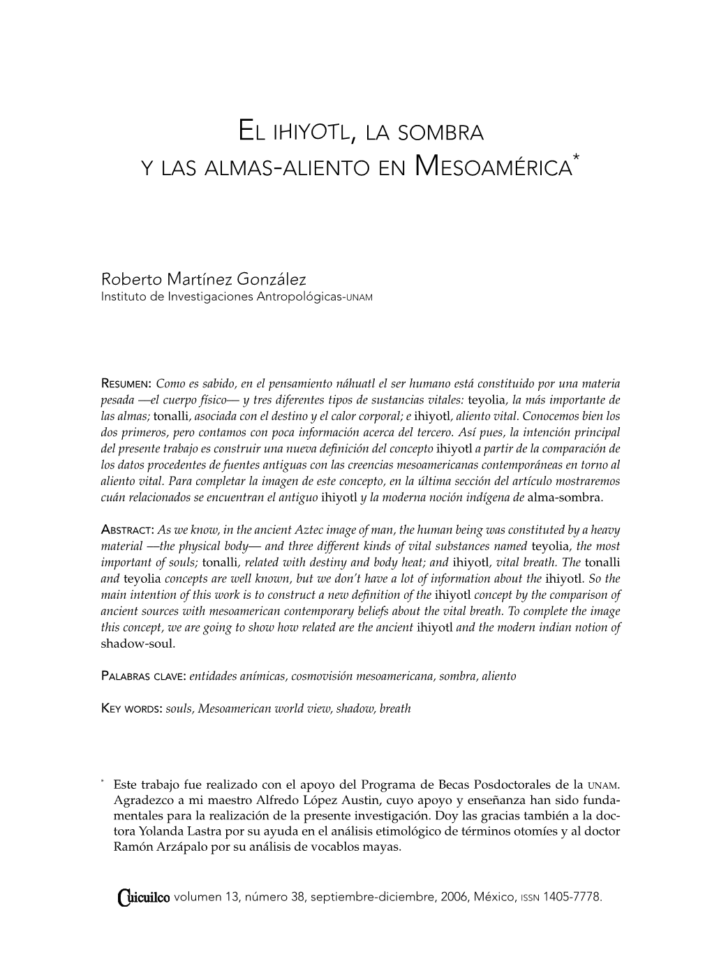 EL Ihiyotl, LA SOMBRA Y LAS ALMAS -ALIENTO EN MESOAMÉRICA