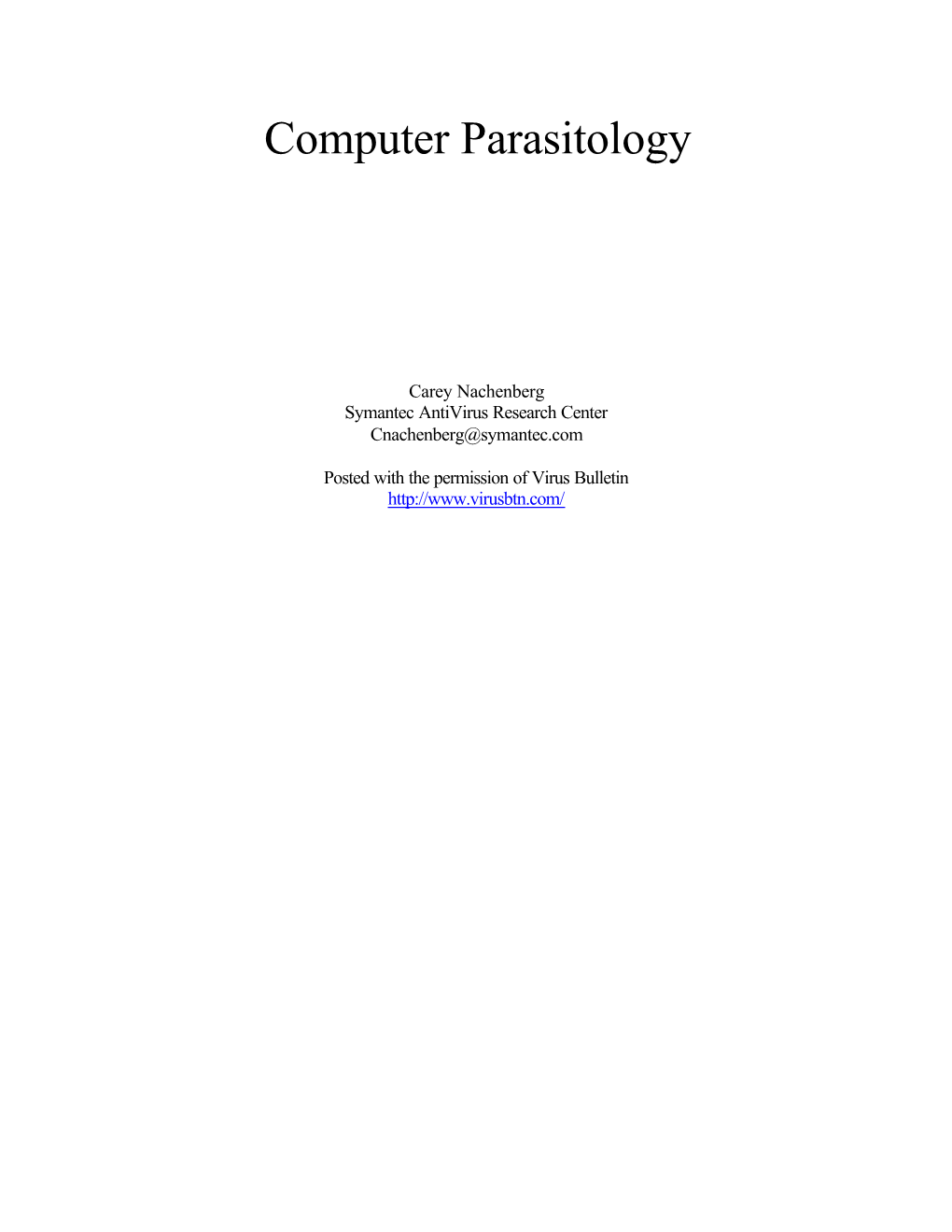 Computer Parasitology