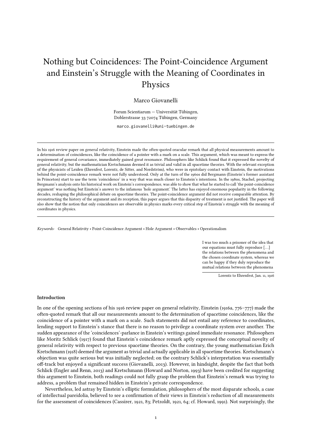 The Point-Coincidence Argument and Einstein's Struggle with The