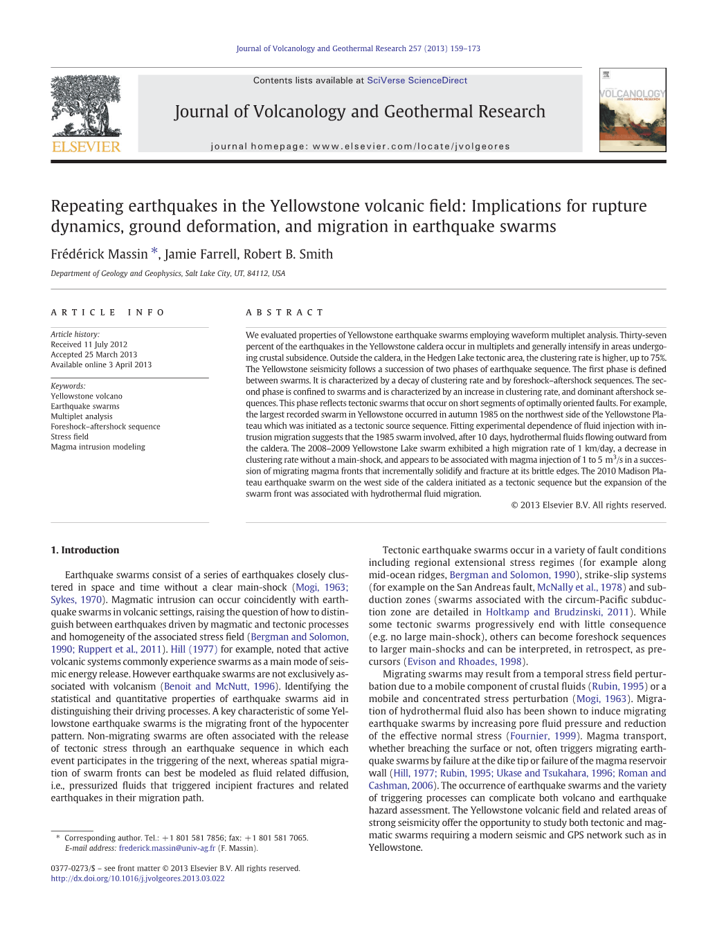 Repeating Earthquakes in the Yellowstone Volcanic Field