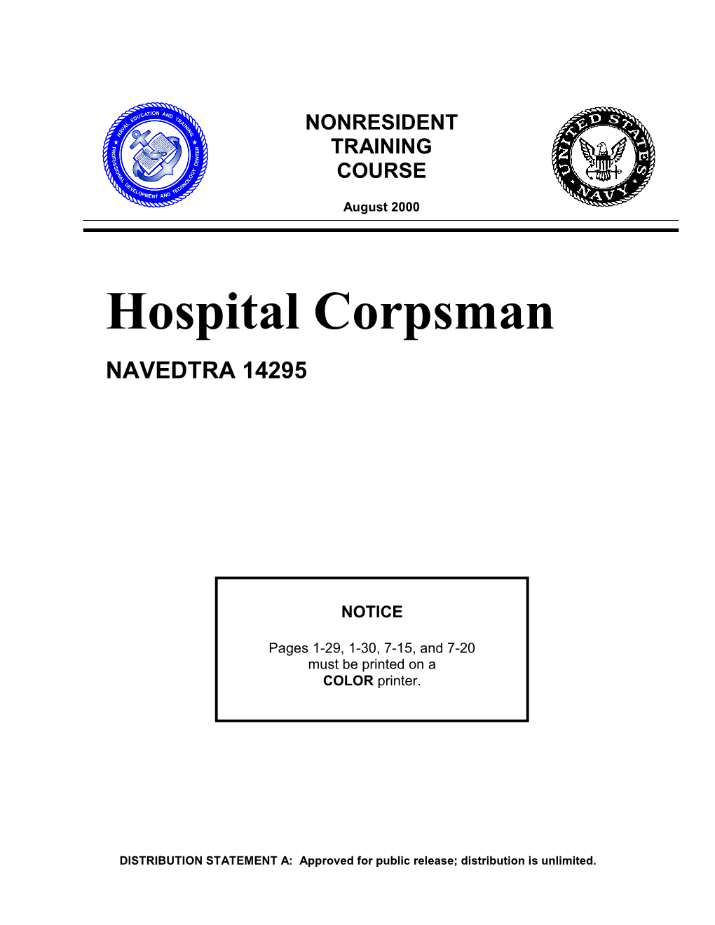 Hospital Corpsman NAVEDTRA 14295