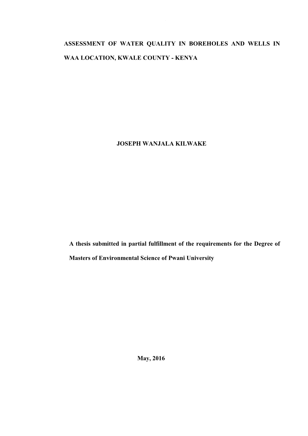 JOSEPH WANJALA KILWAKE THESIS.Pdf