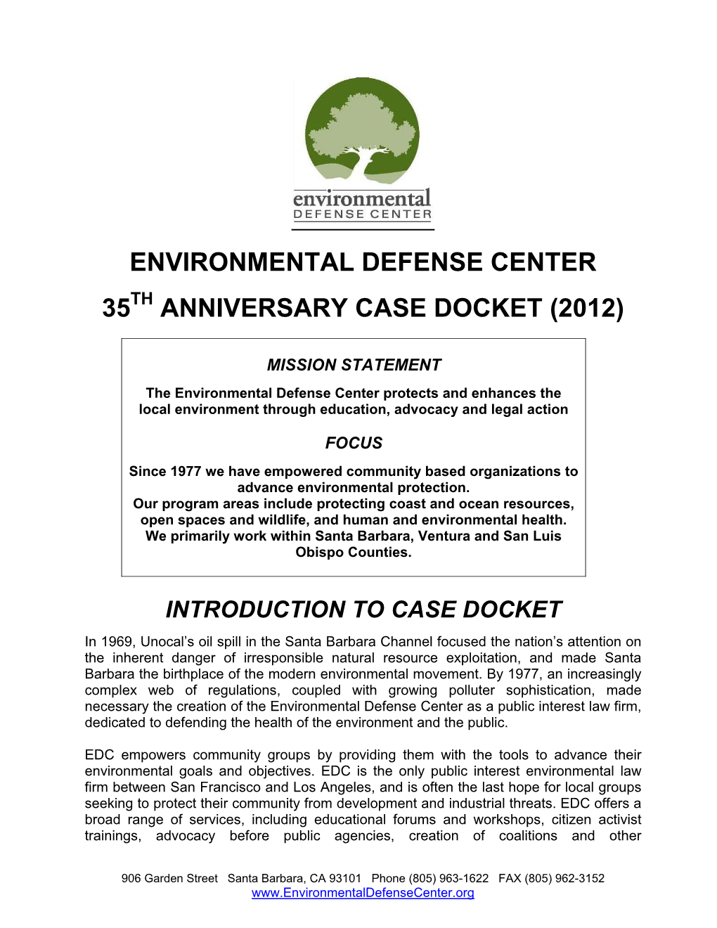 Environmental Defense Center 35 Anniversary Case