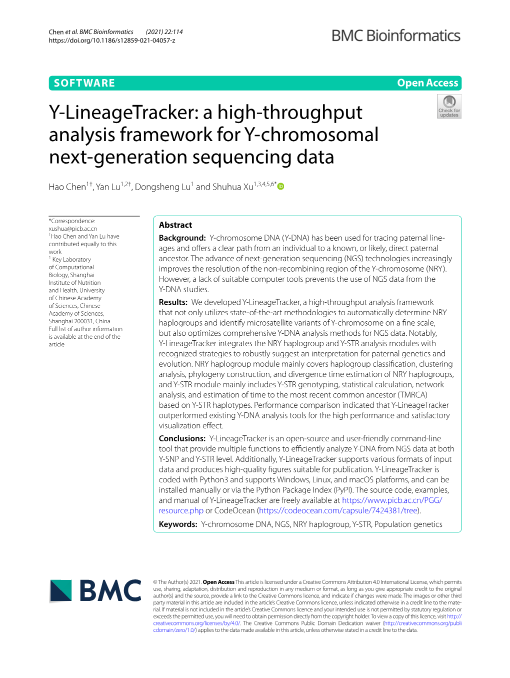 Y-Lineagetracker: a High-Throughput Analysis Framework for Y