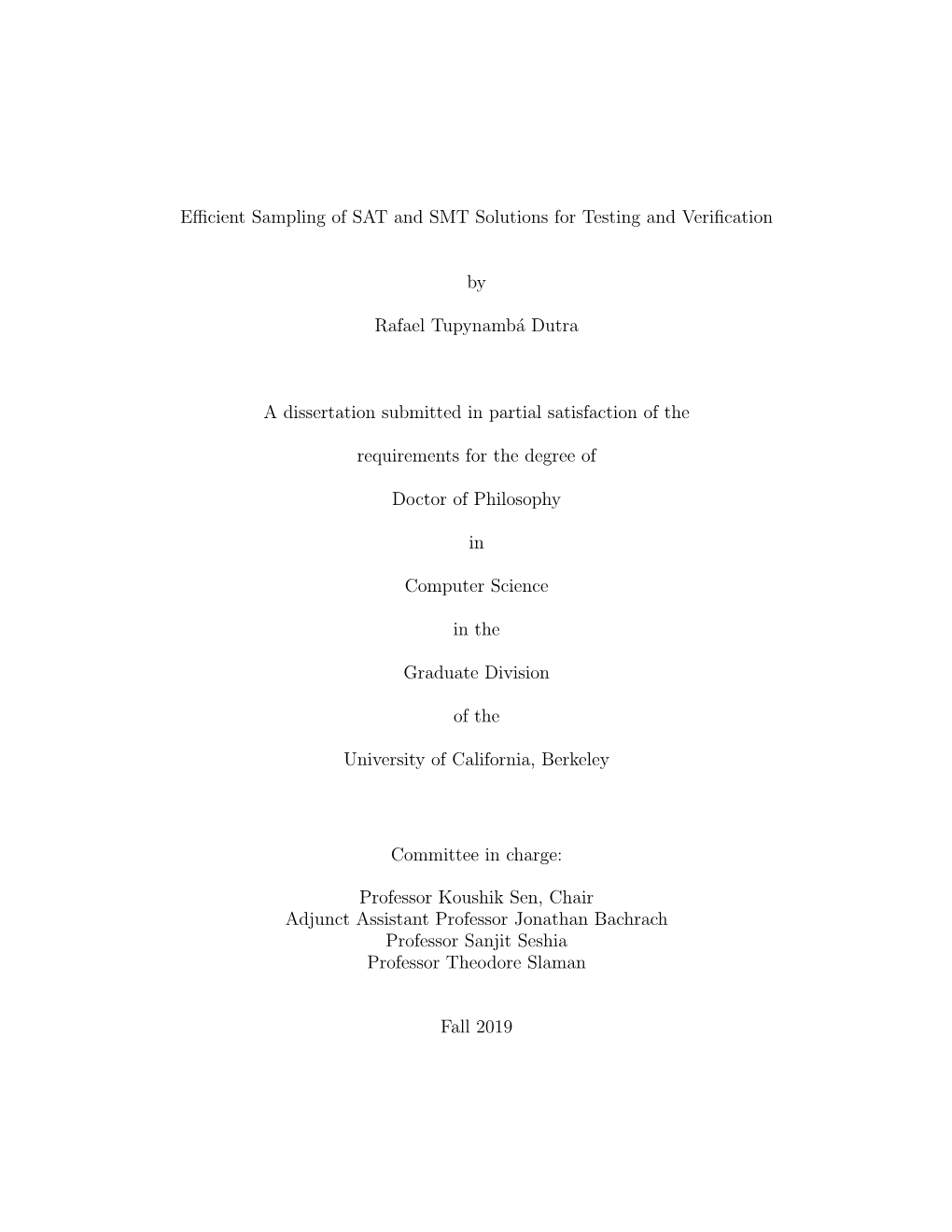 Efficient Sampling of SAT and SMT Solutions for Testing