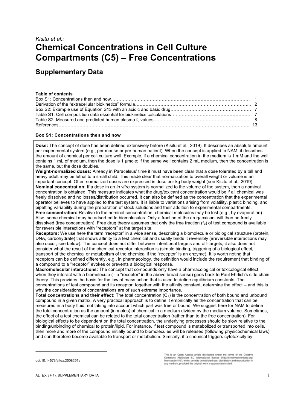 Chemical Concentrations in Cell Culture Compartments (C5) – Free Concentrations