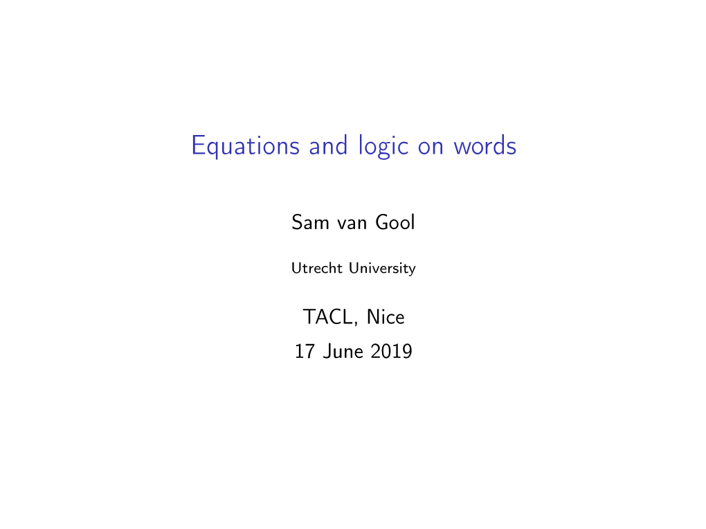 Equations and Logic on Words