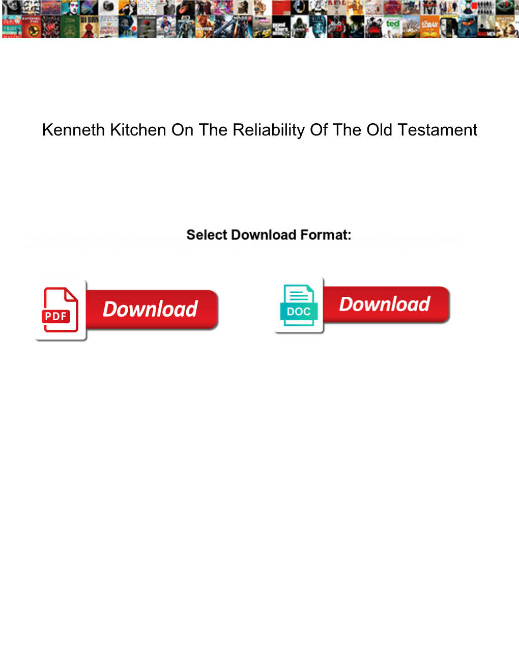 Kenneth Kitchen on the Reliability of the Old Testament