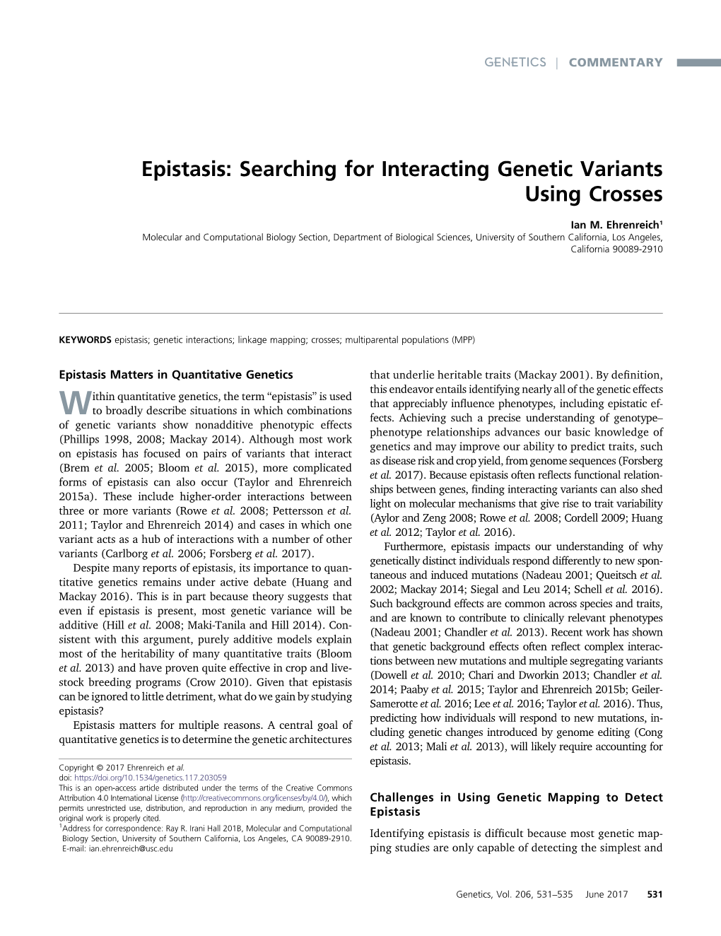 Epistasis: Searching for Interacting Genetic Variants Using Crosses