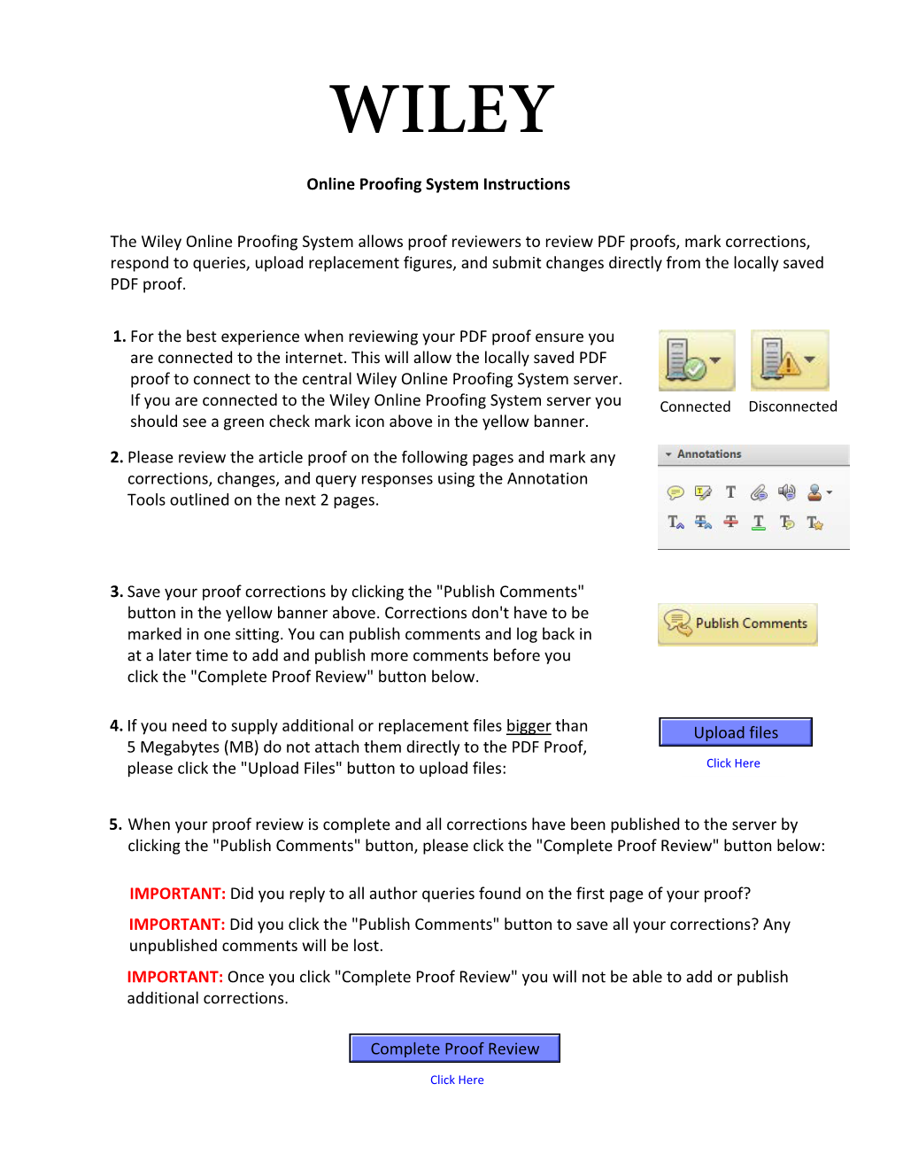 Online Proofing System Instructions the Wiley Online Proofing System