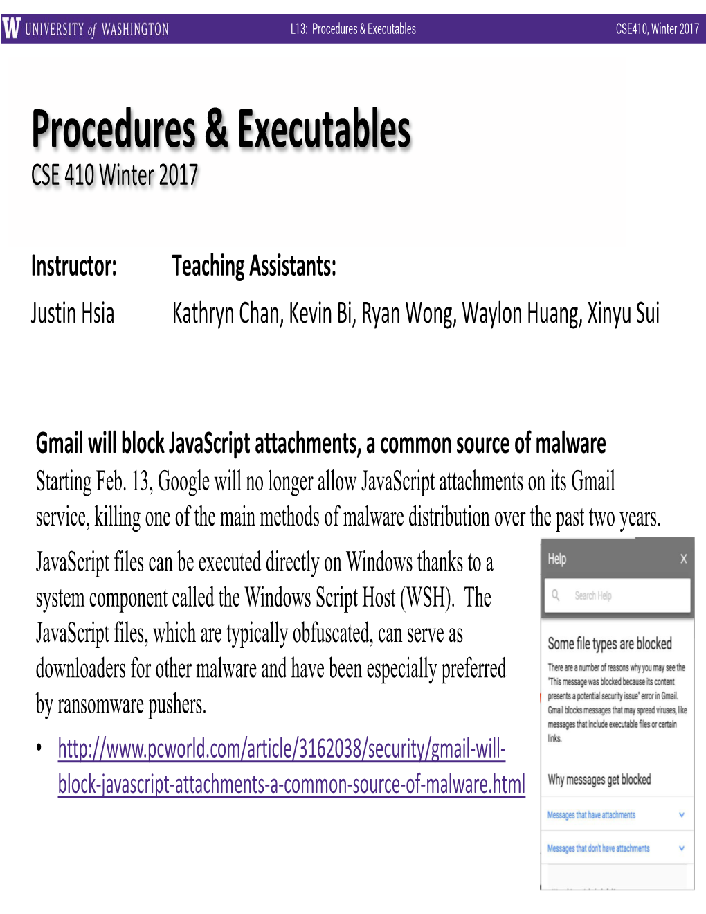 Procedures & Executables