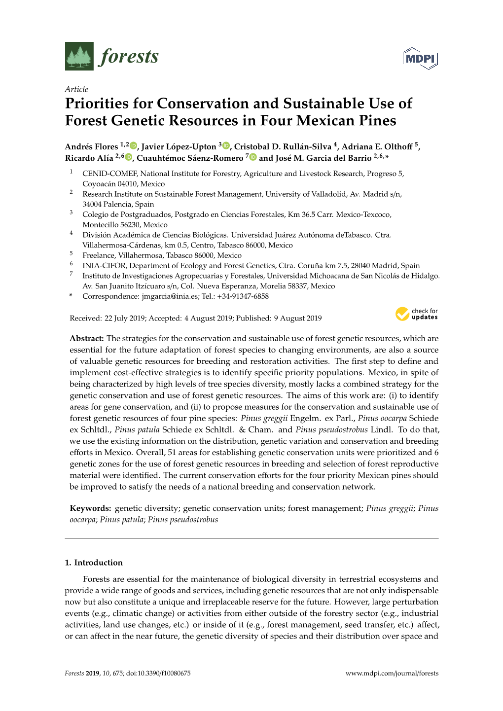 Priorities for Conservation and Sustainable Use of Forest Genetic Resources in Four Mexican Pines