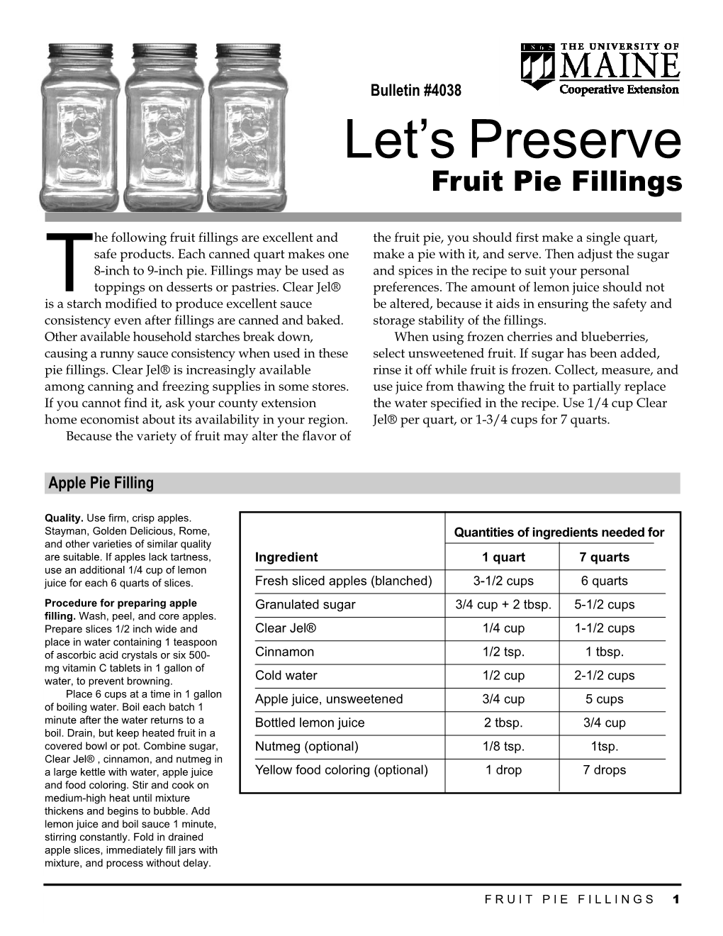 Bulletin #4038, Let's Preserve: Fruit Pie Fillings (PDF)