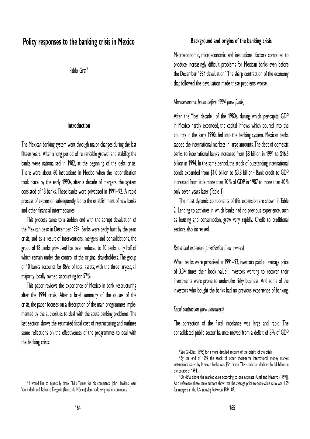 Policy Responses to the Banking Crisis in Mexico