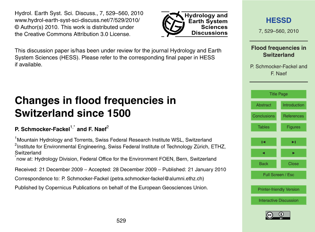 Flood Frequencies in Switzerland