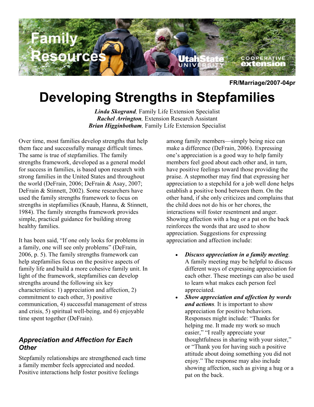 Developing Strengths in Stepfamilies