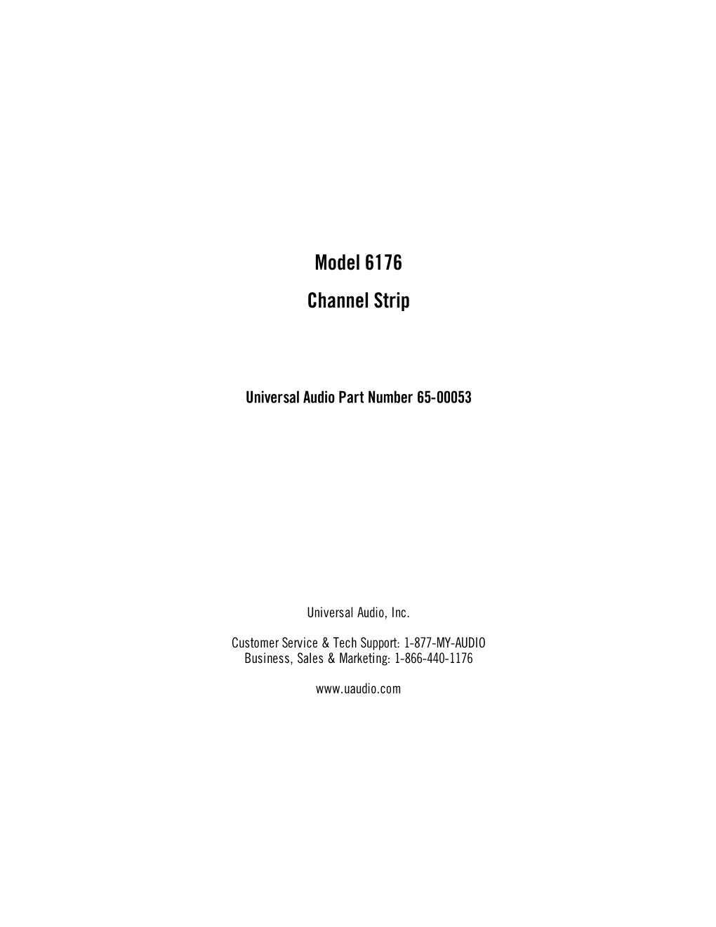 Universal Audio 6176 Manual