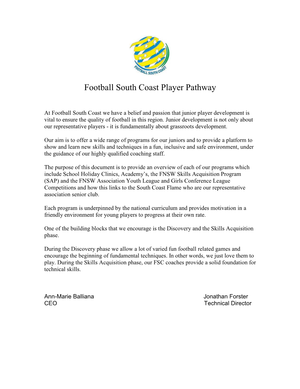 Football South Coast Player Pathway